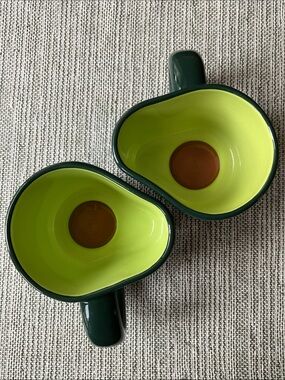Tabitha Brown Stoneware Avocado-Shaped Mug Pair